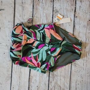 Hula Honey Pink Green Botanical Print Convertible Tankini Bathing Suit Set S NWT